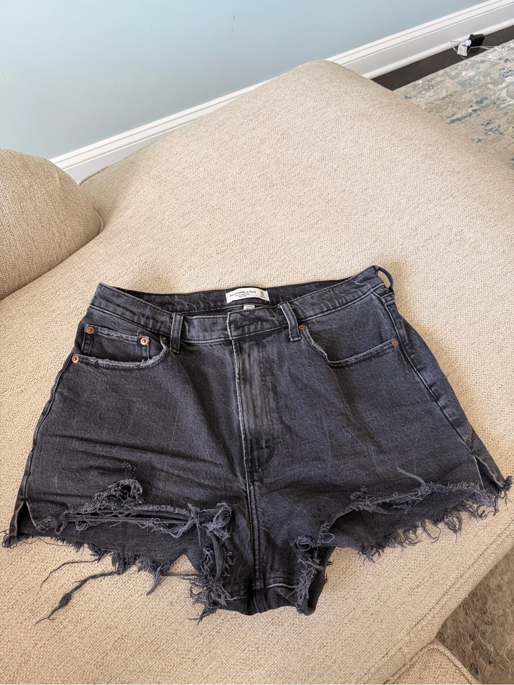 Abercrombie & Fitch Black Distressed Denim Cutoff Shorts